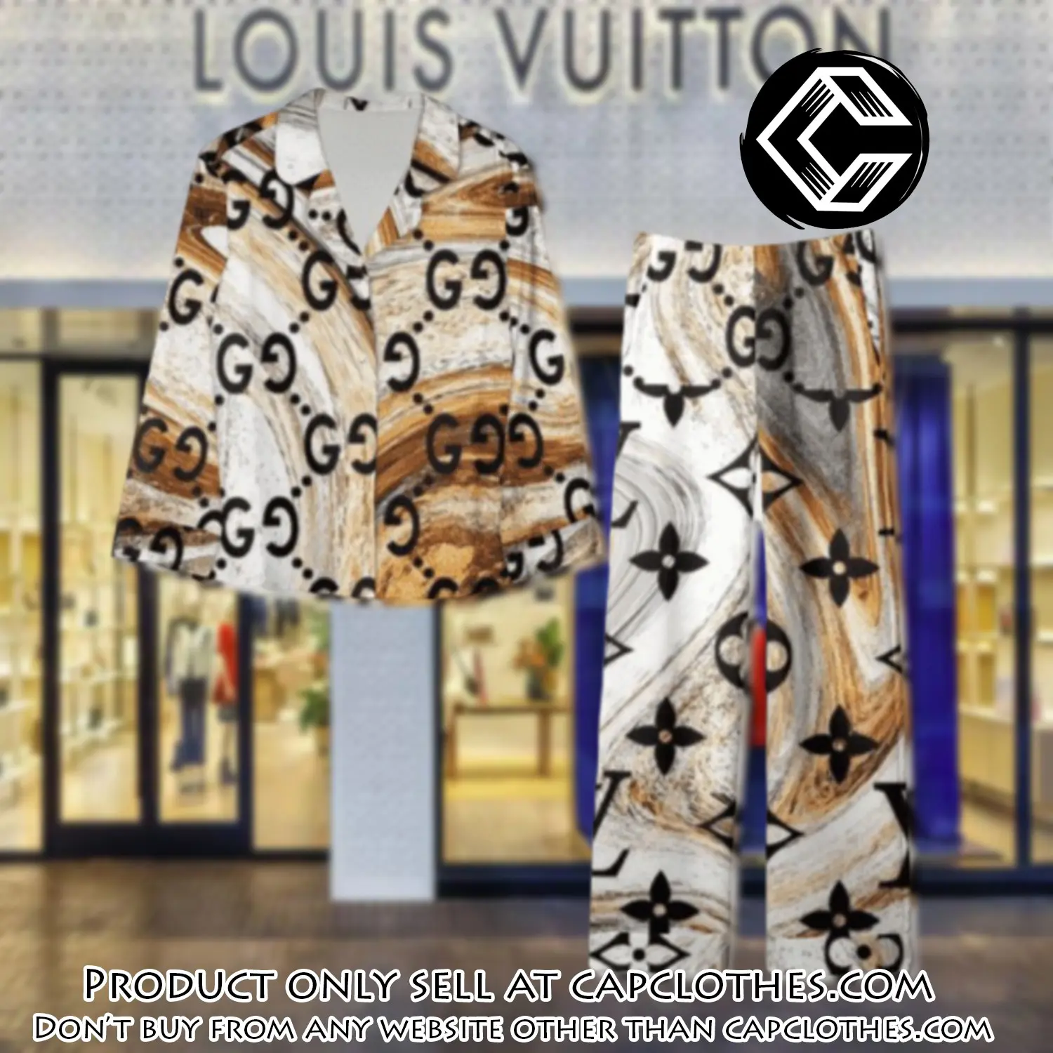 Trending luxury lv satin pajama set pjs1071 cc1715491